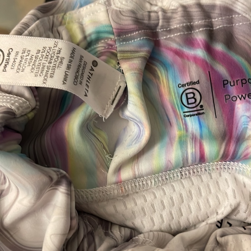 Athleta Marble Swirl Leggings in Black, White, Gray with Iridescent Accents - Picture 11 of 12